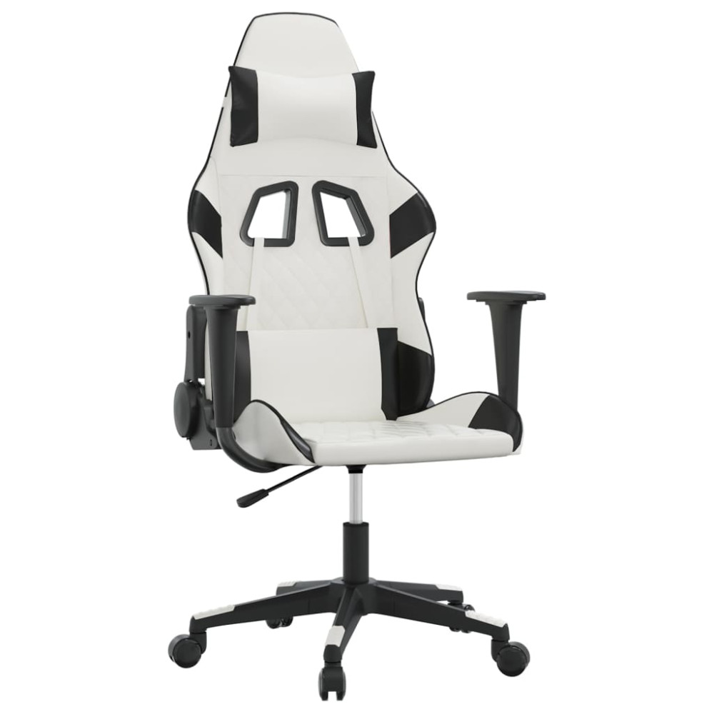 Produktbild för Gamingstol vit och svart konstläder