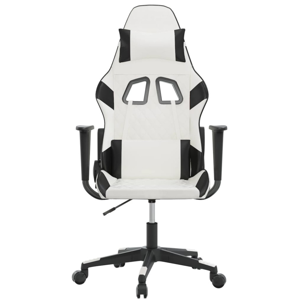 Produktbild för Gamingstol vit och svart konstläder