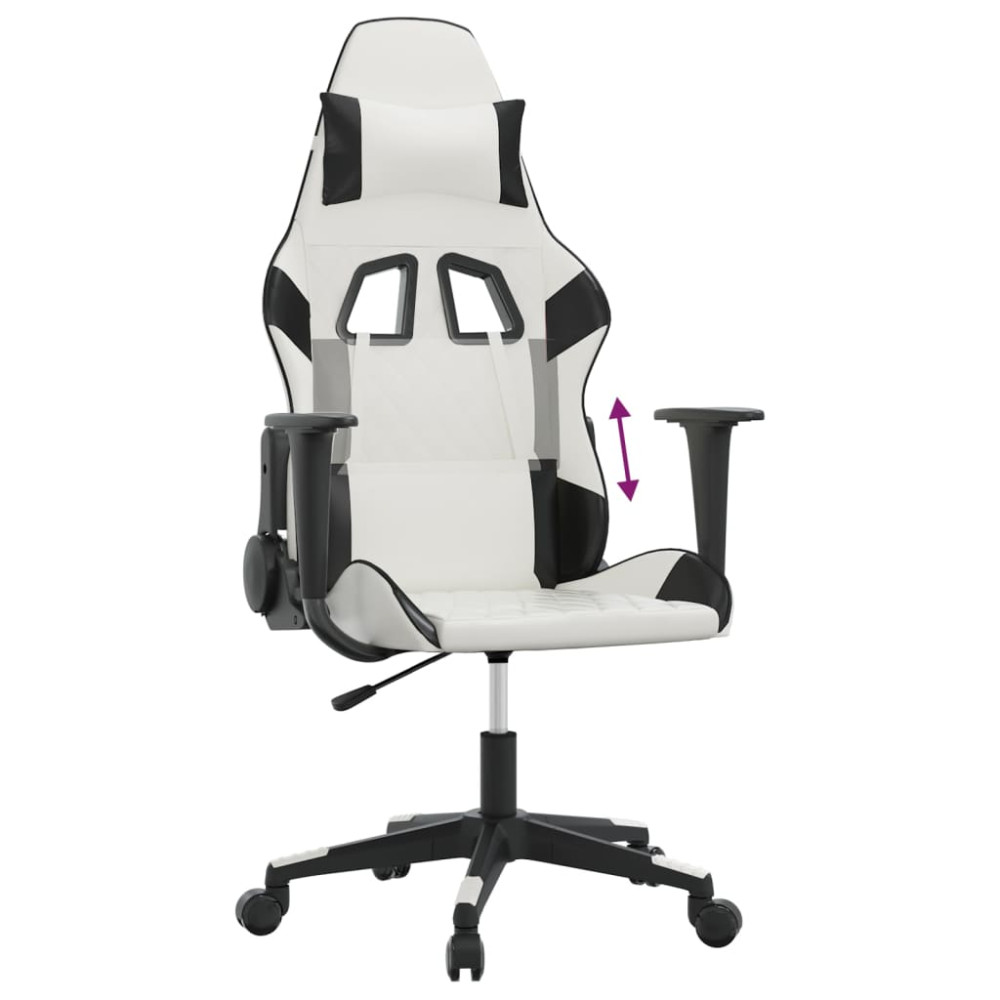 Produktbild för Gamingstol vit och svart konstläder