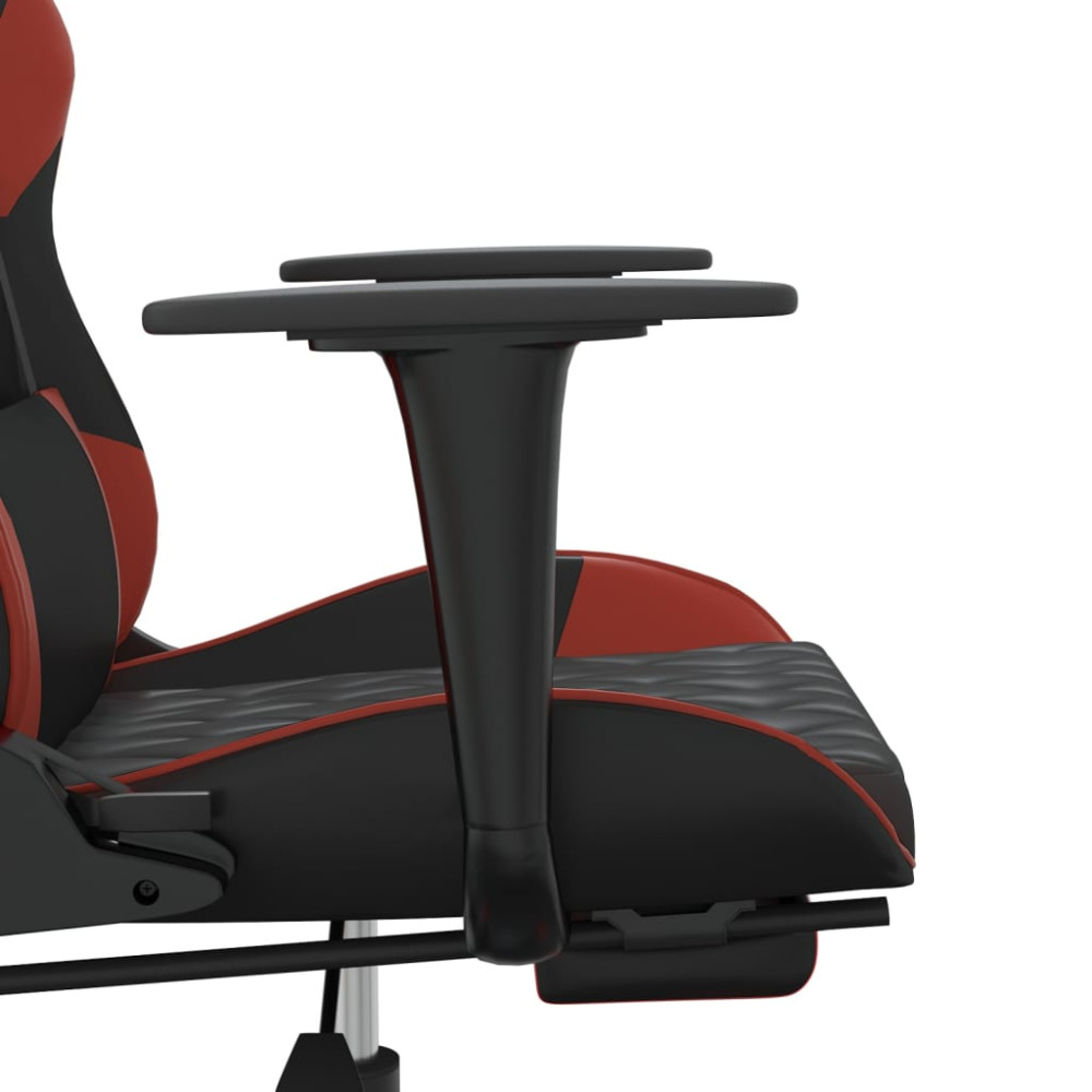 Produktbild för Gamingstol med fotstöd svart och vinröd konstläder