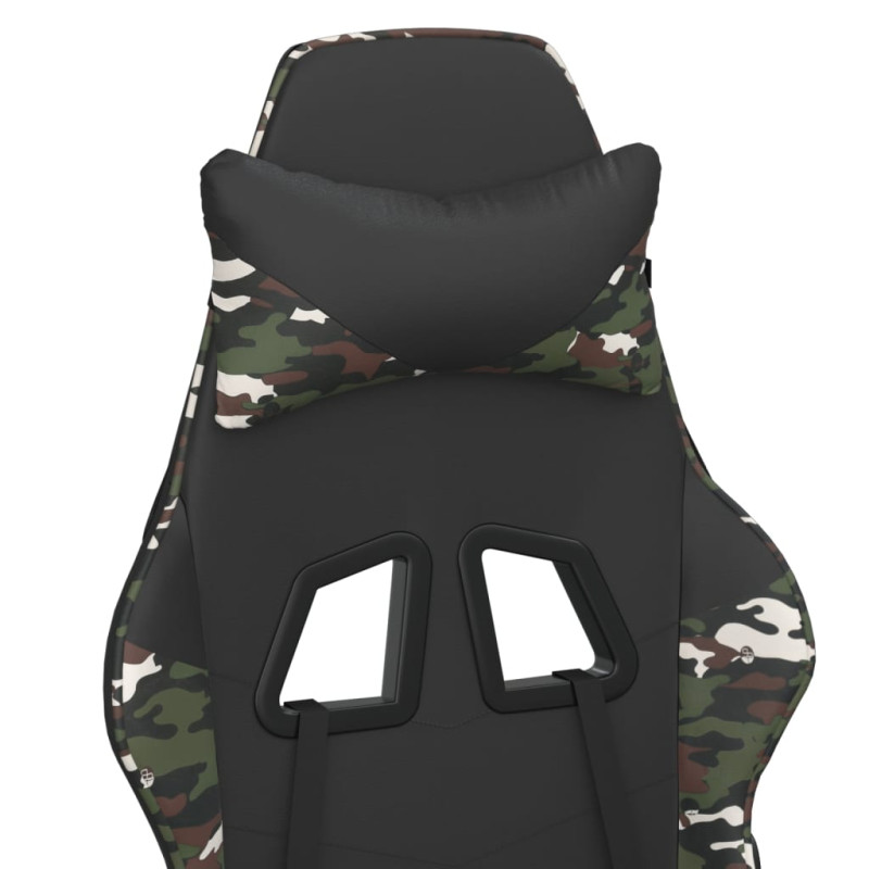 Produktbild för Gamingstol med massage och fotstöd svart kamouflage konstläder