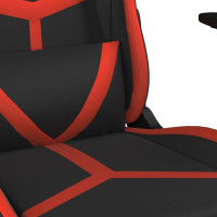 Miniatyr av produktbild för Gamingstol med massage och fotstöd svart och röd konstläder