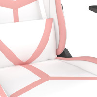 Miniatyr av produktbild för Gamingstol med massage och fotstöd vit och rosa konstläder