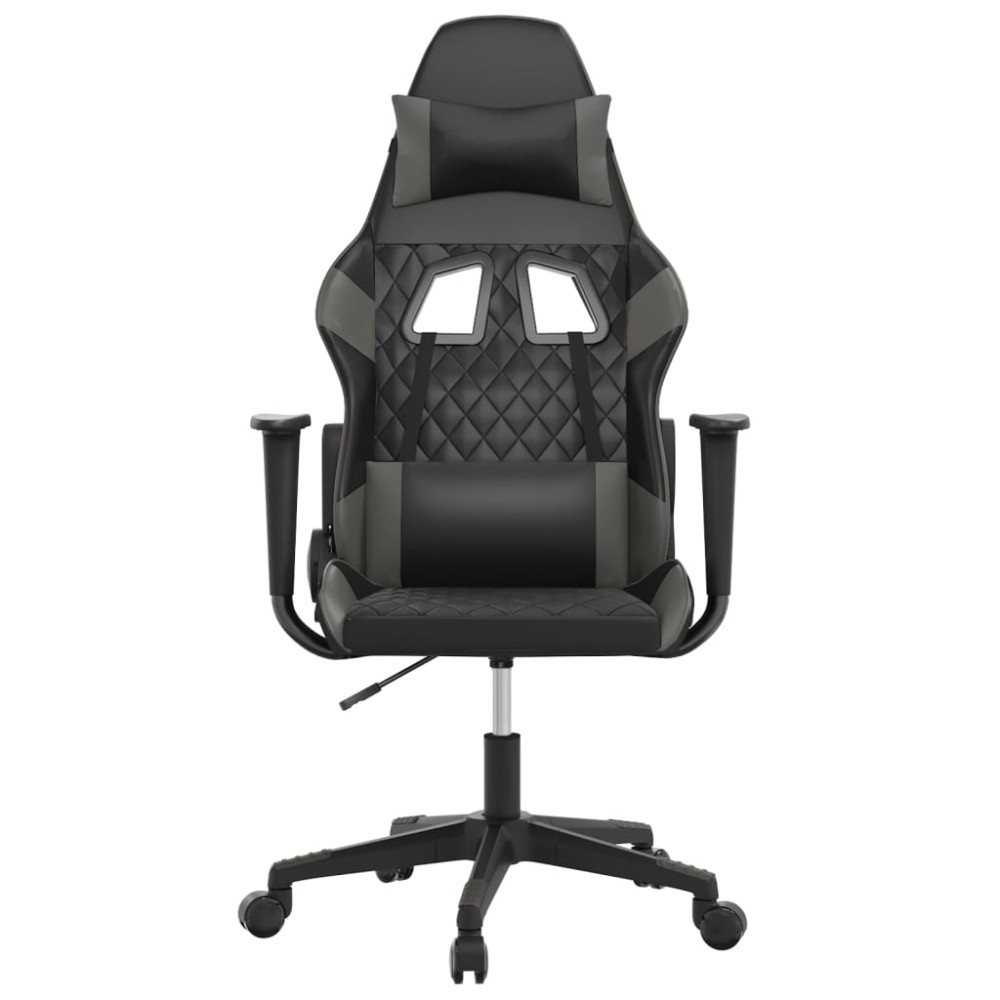 Produktbild för Gamingstol med massage svart och grå konstläder