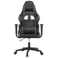 Produktbild för Gamingstol med massage svart och grå konstläder