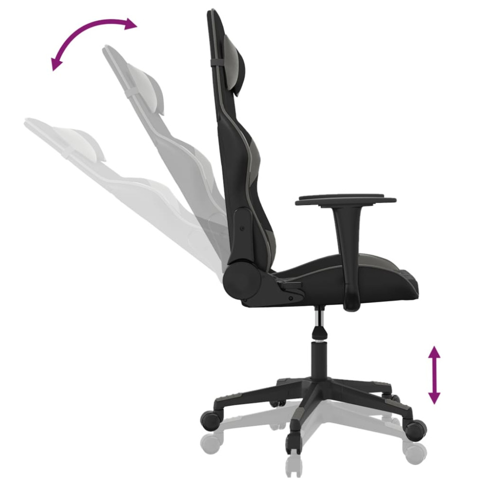 Produktbild för Gamingstol med massage svart och grå konstläder
