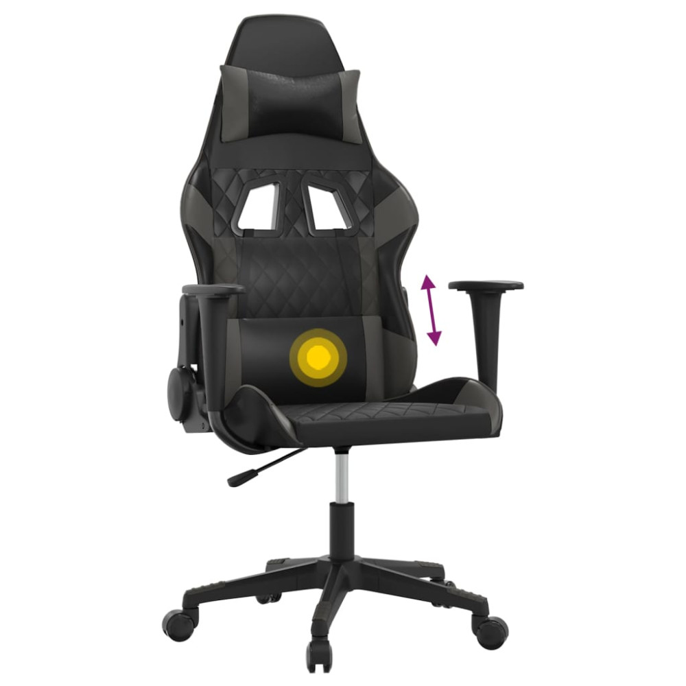 Produktbild för Gamingstol med massage svart och grå konstläder