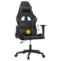 Produktbild för Gamingstol med massage svart och grå konstläder
