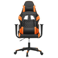 Produktbild för Gamingstol med massage svart och orange konstläder