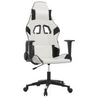 Produktbild för Gamingstol med massage vit och svart konstläder