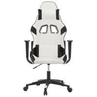 Produktbild för Gamingstol med massage vit och svart konstläder