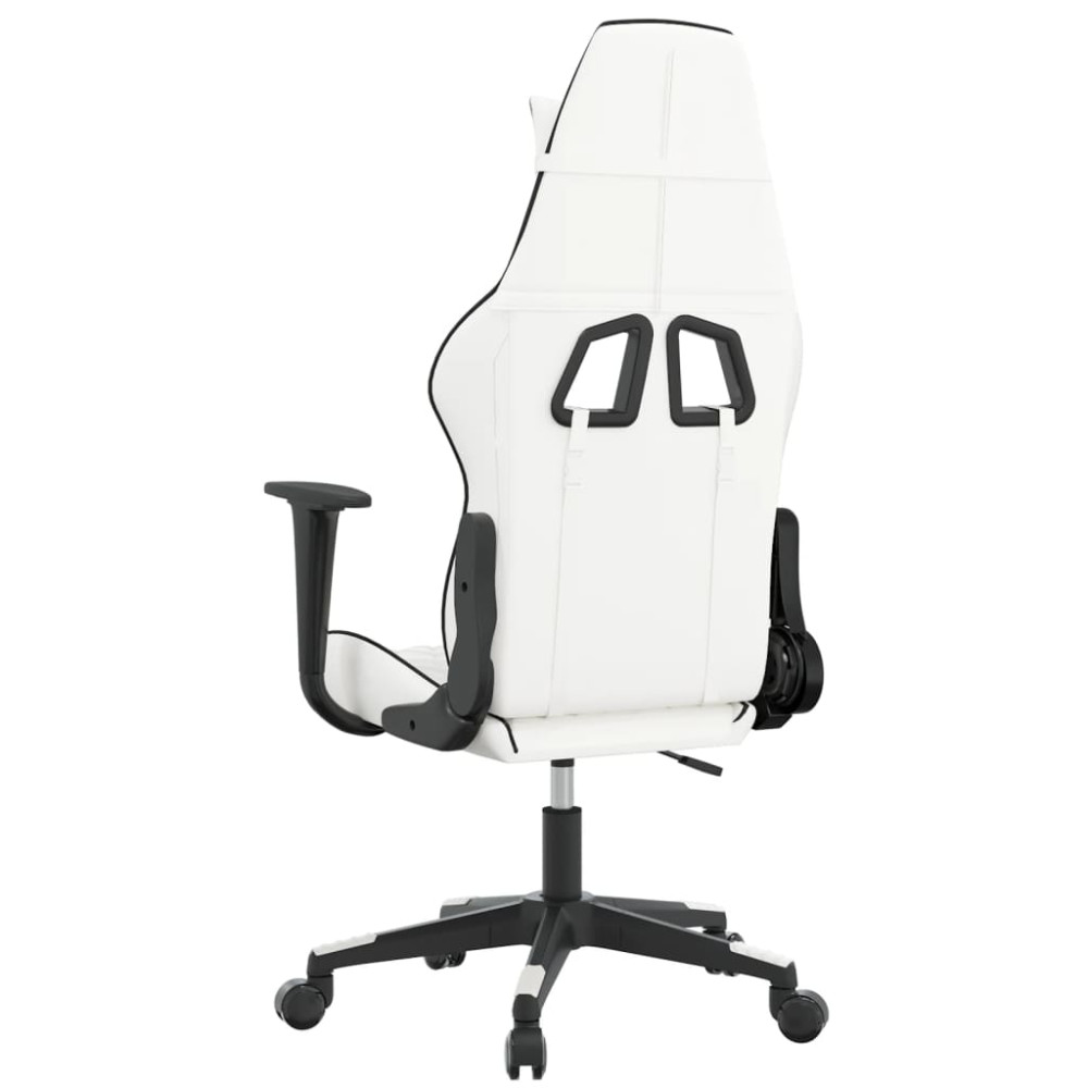 Produktbild för Gamingstol med massage vit och svart konstläder