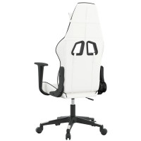 Produktbild för Gamingstol med massage vit och svart konstläder