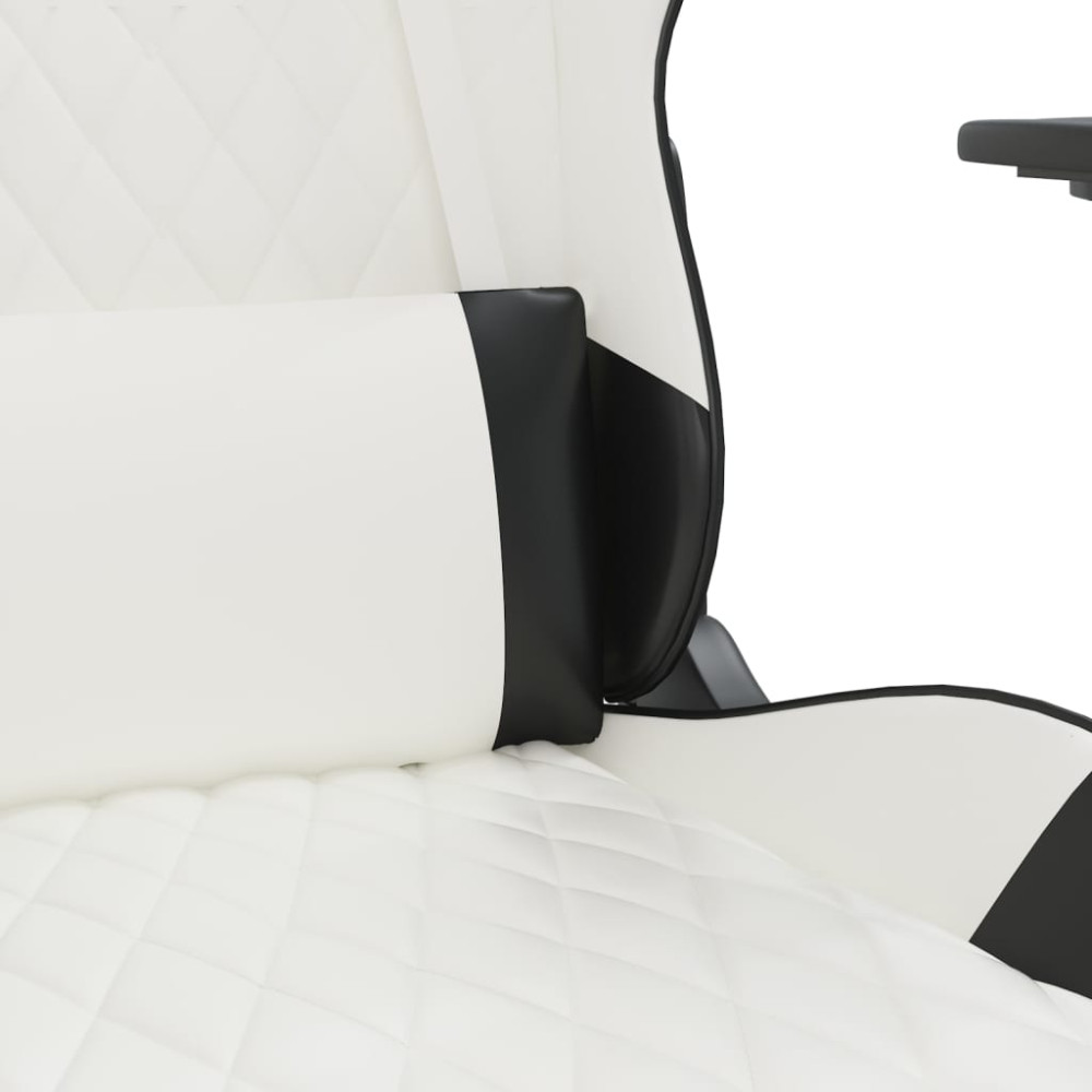 Produktbild för Gamingstol med massage vit och svart konstläder