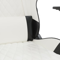 Produktbild för Gamingstol med massage vit och svart konstläder