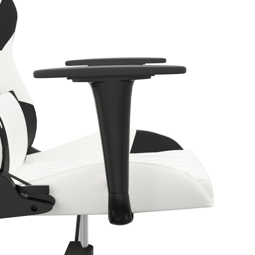 Produktbild för Gamingstol med massage vit och svart konstläder