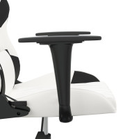 Produktbild för Gamingstol med massage vit och svart konstläder