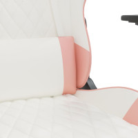 Miniatyr av produktbild för Gamingstol med massage och fotstöd vit och rosa konstläder