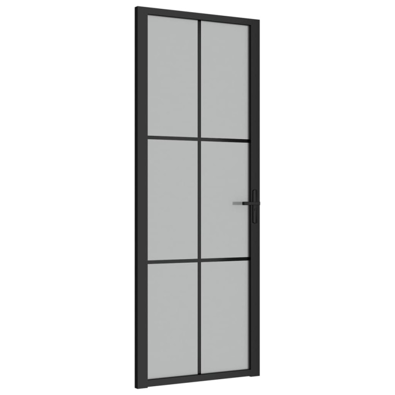 Produktbild för Innerdörr 76x201,5 cm svart matt glas och aluminium