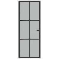 Miniatyr av produktbild för Innerdörr 76x201,5 cm svart matt glas och aluminium