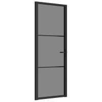 Produktbild för Innerdörr 76x201,5 cm svart ESG-glas och aluminium