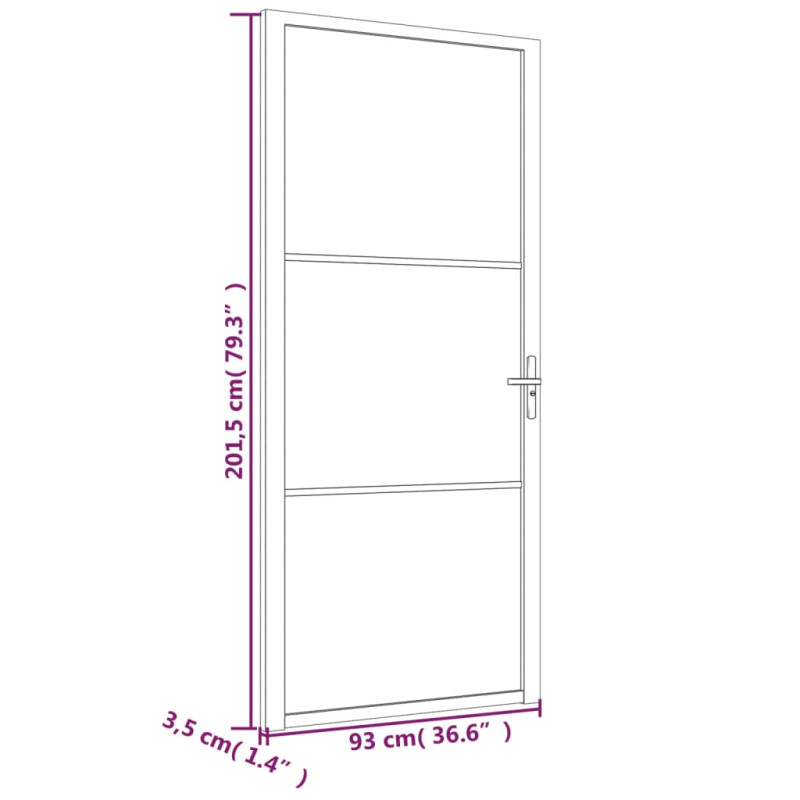 Produktbild för Innerdörr 93x201,5 cm svart ESG-glas och aluminium