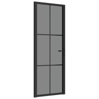 Produktbild för Innerdörr 76x201,5 cm svart ESG-glas och aluminium