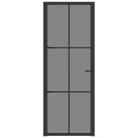 Produktbild för Innerdörr 76x201,5 cm svart ESG-glas och aluminium