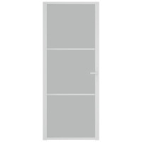 Produktbild för Innerdörr 83x201,5 cm vit matt glas och aluminium