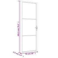 Produktbild för Innerdörr 76x201,5 cm vit ESG-glas och aluminium