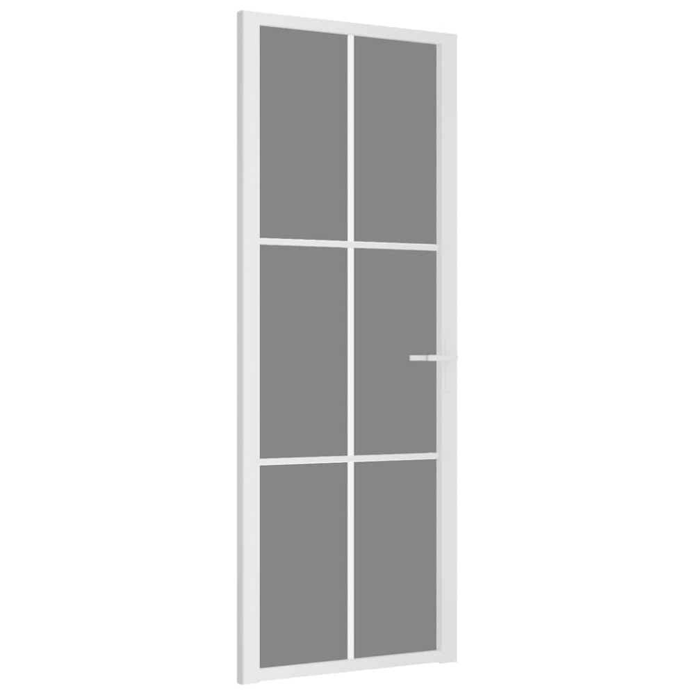 Produktbild för Innerdörr 76x201,5 cm vit ESG-glas och aluminium