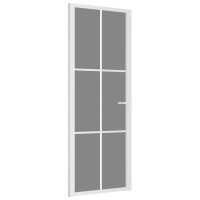 Produktbild för Innerdörr 76x201,5 cm vit ESG-glas och aluminium
