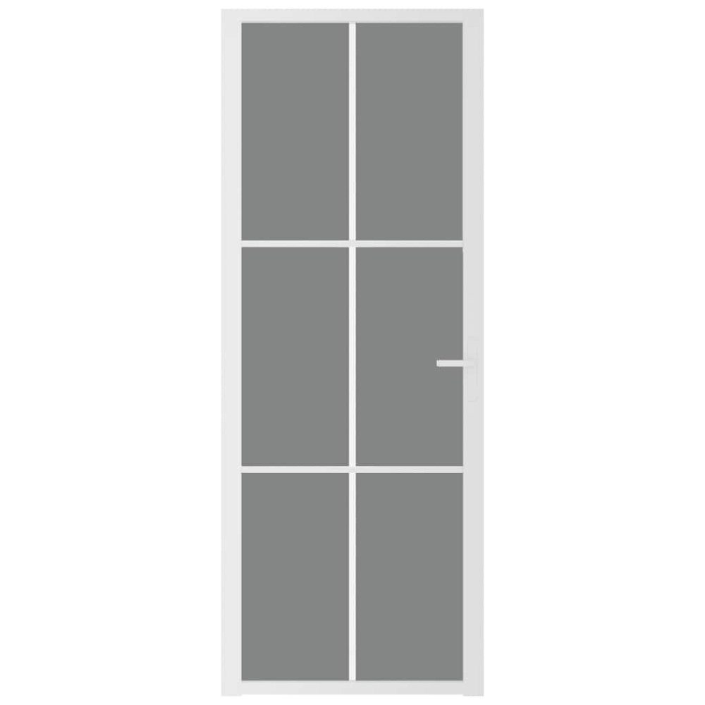 Produktbild för Innerdörr 76x201,5 cm vit ESG-glas och aluminium
