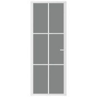Produktbild för Innerdörr 76x201,5 cm vit ESG-glas och aluminium