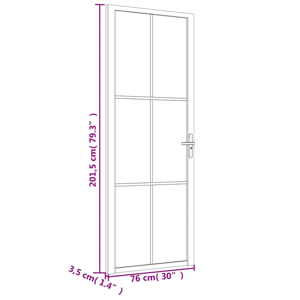 Produktbild för Innerdörr 76x201,5 cm vit ESG-glas och aluminium