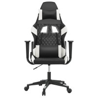 Produktbild för Gamingstol svart och vit konstläder