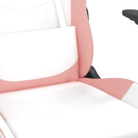 Miniatyr av produktbild för Gamingstol med fotstöd vit och rosa konstläder