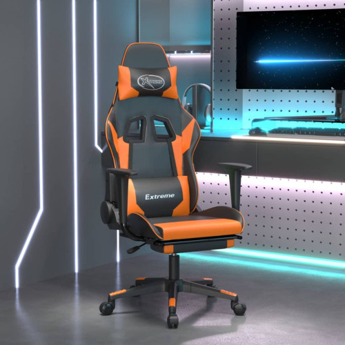 vidaXL Gamingstol med fotstöd svart och orange konstläder