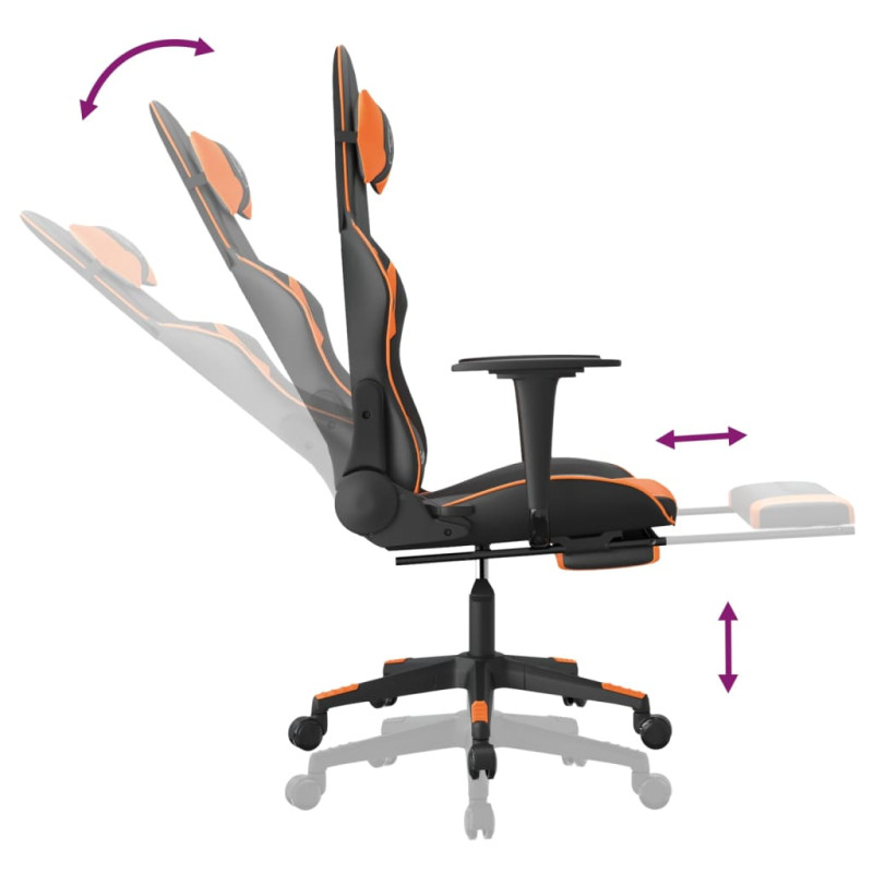 Produktbild för Gamingstol med fotstöd svart och orange konstläder