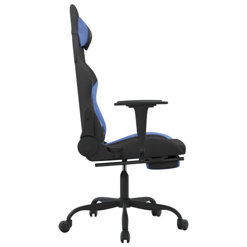 Produktbild för Gamingstol med fotstöd svart och blå tyg