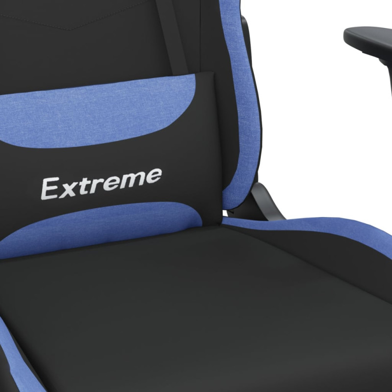Produktbild för Gamingstol med fotstöd svart och blå tyg