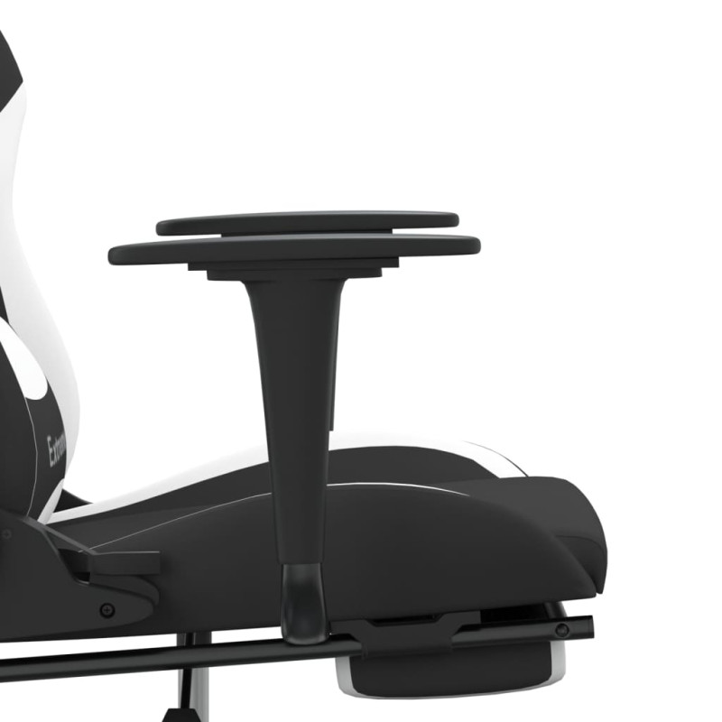 Produktbild för Gamingstol med fotstöd svart och vit tyg