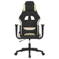 Produktbild för Gamingstol svart och gräddvit tyg