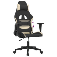 Produktbild för Gamingstol svart och gräddvit tyg
