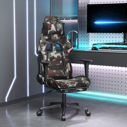 vidaXL Gamingstol med fotstöd Kamouflage och svart tyg