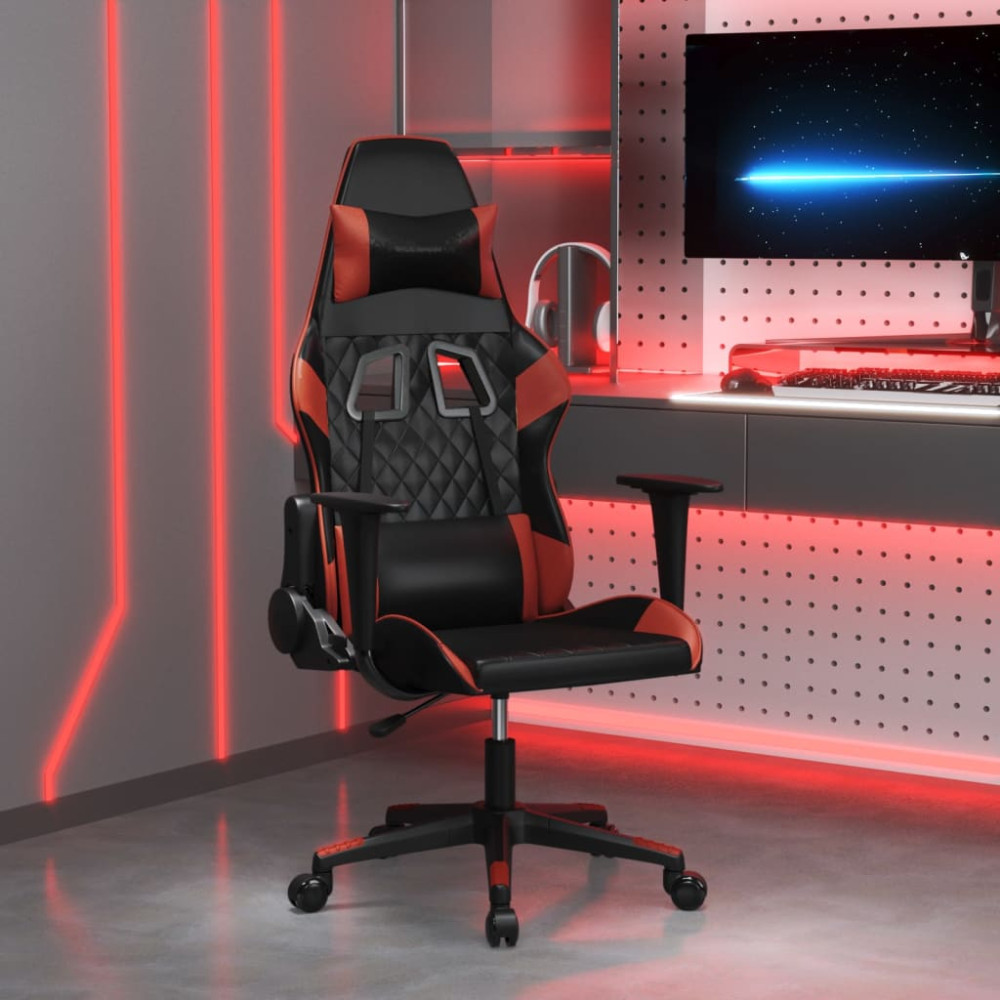Produktbild för Gamingstol svart och vinröd konstläder