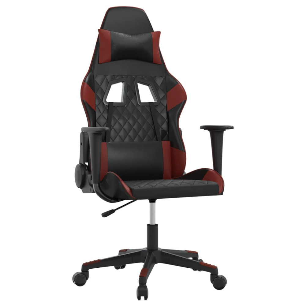 Produktbild för Gamingstol svart och vinröd konstläder