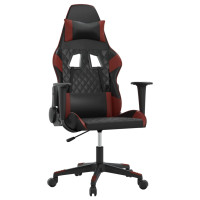 Produktbild för Gamingstol svart och vinröd konstläder