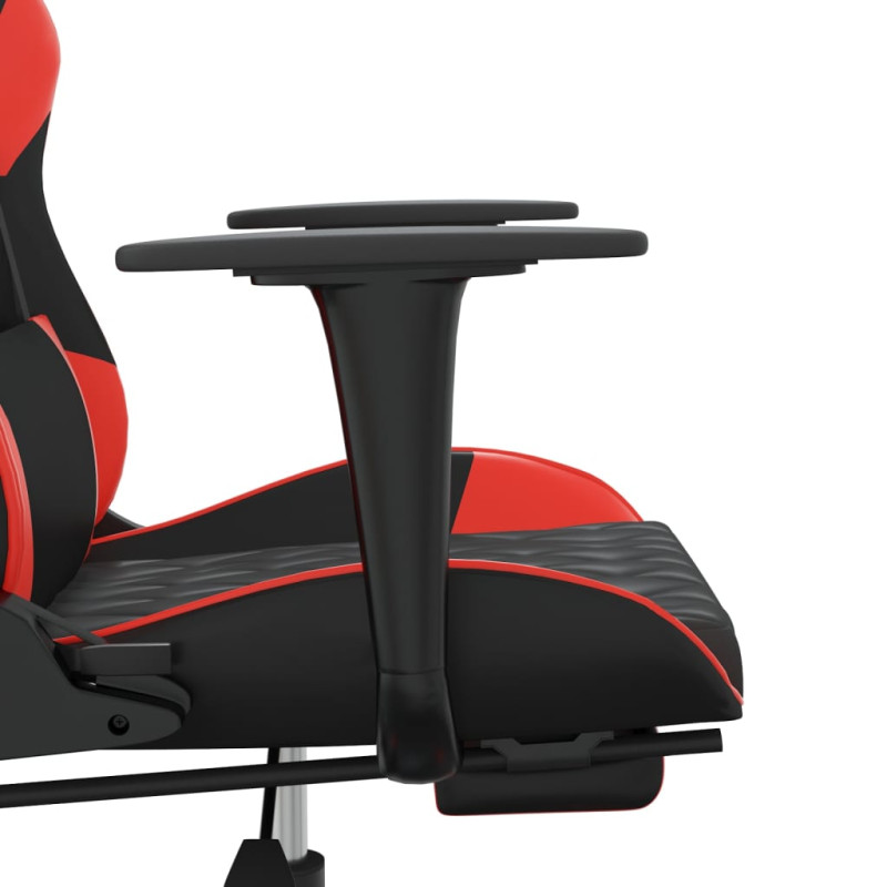 Produktbild för Gamingstol med fotstöd svart och röd konstläder
