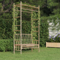 Produktbild för Trädgårdsbänk med pergola 116 cm bambu